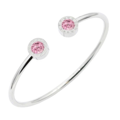 Stainless Steel With Pink CZ Cuff Bracelets