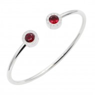 Stainless Steel With Ruby CZ Cuff Bracelets