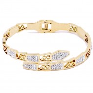 Gold Plated Stainless Steel Crystal Snake Bangle