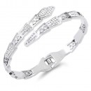 Silver Plated Stainless Steel Crystal Snake Bangle