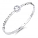 Silver Plated Stainless Steel with CZ Stone Bangle