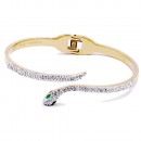 Gold Plated Stainless Steel with Snake Crystal Bangle