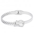 Silver Plated Stainless Steel with Belt lock Crystal Bangle