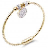 Gold Plated Stainless Steel W.Circle Crystal Charm Bracelet