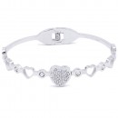 Silver Plated Stainless Steel Heart Crystal Bracelet
