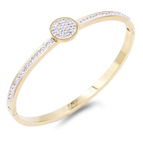Gold Plated Stainless Steel Circle Crystal Bracelet