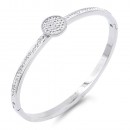 Silver Plated Stainless Steel Circle Crystal Bracelet