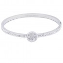 Silver Plated Stainless Steel Circle Crystal Bracelet