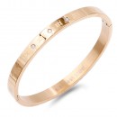 Rose Gold Plated Stainless Steel Bangle with CZ