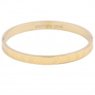 Gold Plated Stainless Steel Bangle with Roman Numbers
