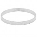 Rhodium Plated Stainless Steel Bangle with Roman Numbers