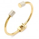 Rose Gold Plated Stainless Steel Hinged Bangle with CZ