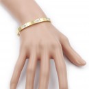 Gold Plated Stainless Steel Bangle With Hamsa Hand