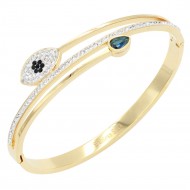 Gold Plated Stainless Steel with CZ Bangle Bracelets