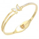 Gold Plated Stainless Steel with MOP Butterfly Bangle Bracelets