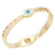 Gold Plated Stainless Steel With Evil Eye Bangle Bracelets