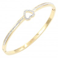 Gold Plated Stainless Steel Heart Bangle Bracelets
