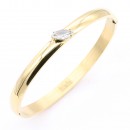 Gold Plated Stainless Steel With Clear CZ Bangle Bracelets