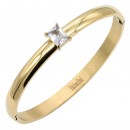 Stainless Steel With Clear CZ Bangle Bracelets