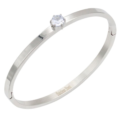 Stainless Steel With Clear CZ Bracelets. 4MM Width
