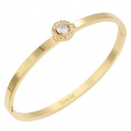 Gold Plated Stainless Steel With Clear CZ  Bracelets. 4MM Width