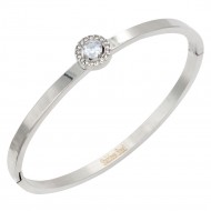 Stainless Steel With Clear CZ Bracelets 4MM Width