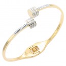 Stainless Steel Bangle With Clear CZ