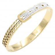 Gold Plated Stainless Steel With Clear CZ Bracelets