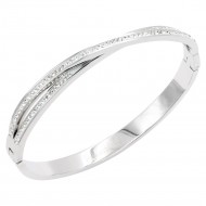 Stainless Steel Bangle With Clear CZ
