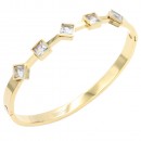 Stainless Steel With Clear Color CZ Bangle Bracelets