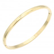 Gold Plated 4 MM Oval Stainless Steel Bangle Bracelet