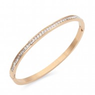 Rose Gold Plated Stainless Steel Hinged Bangle Bracelets 4mm Width