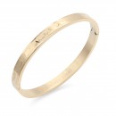 Rose Gold Plated Stainless Steel Hinged Bangle Bracelets. 6mm Width