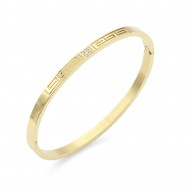 Gold Plated Stainless Steel Hinged Bangle Bracelets 4mm Width