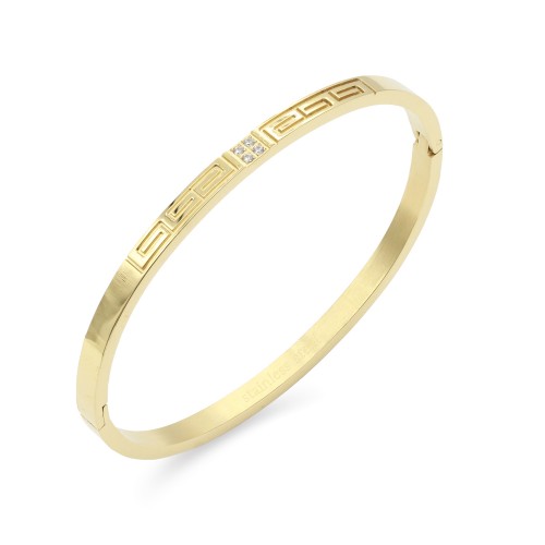 Gold Plated Stainless Steel Hinged Bangle Bracelets 4mm Width