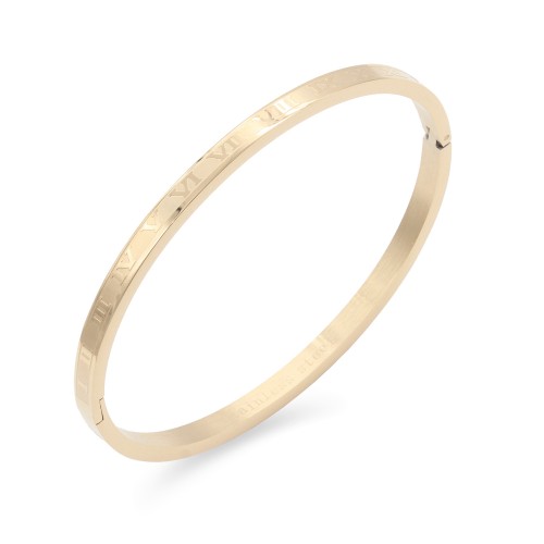 Rose Gold Plated Stainless Steel Hinged Bangle Bracelets 4mm Width