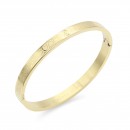 Gold Plated Stainless Steel Hinged Bangle Bracelets 6mm Width