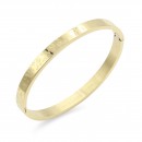 Gold Plated Stainless Steel Hinged Bangle Bracelets 6mm Width