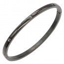 Black Color Stainless Steel Hinged Bangle Bracelets. 4mm Width