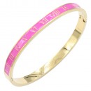 Stainless Steel Pink Color Hinged Bangle Bracelets. 6mm Width Stainless Steel Pink Color Hinged Bangle Bracelets. 6mm Width