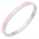 Stainless Steel Pink Color Hinged Bangle Bracelets. 6mm Width Stainless Steel Pink Color Hinged Bangle Bracelets. 6mm Width