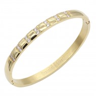 Gold Plated Stainless Steel Hinged Bangle Bracelets
