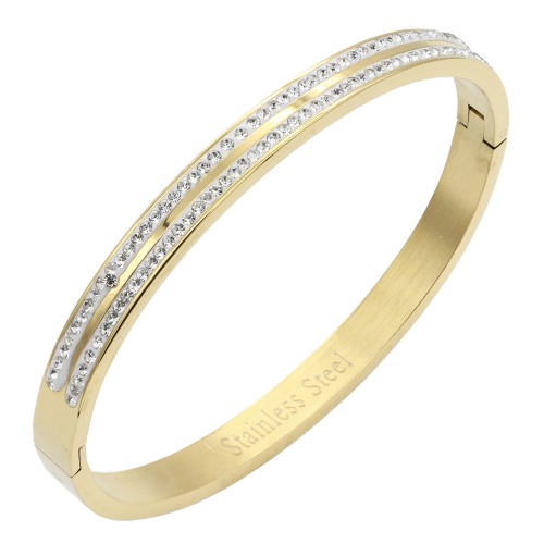 Gold Plated Stainless Steel Hinged Bangle Bracelets