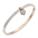 Rose Gold Plated Stainless Steel with Heart CZ stone Bangle Bracelet