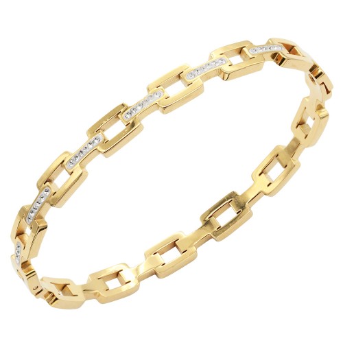 Gold Plated Stainless Steel with CZ stone Bangle Bracelet