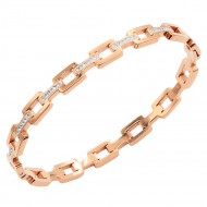 Rose Gold Plated Stainless Steel with  CZ stone Bangle Bracelet