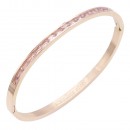 Stainless Steel With Clear Stone Hinged Bangle Bracelets. Gold Color