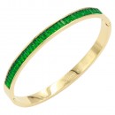 Gold Plated Stainless Steel With Emerald CZ Green Color Bracelets