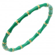 Gold Plated With Green Enamel stainless Steel Bracelets. 60mm by 50mm