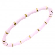 Gold Plated With pink Enamel stainless Steel Bracelets. 60mm by 50mm